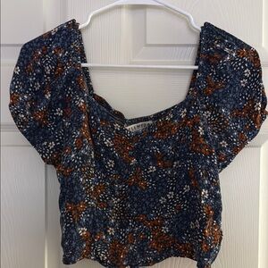 Idyllwind Blue and Orange Floral Blouse